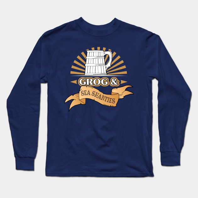 Sea Shanty Singer Rum Grog Tankard Long Sleeve T-Shirt by HotHibiscus